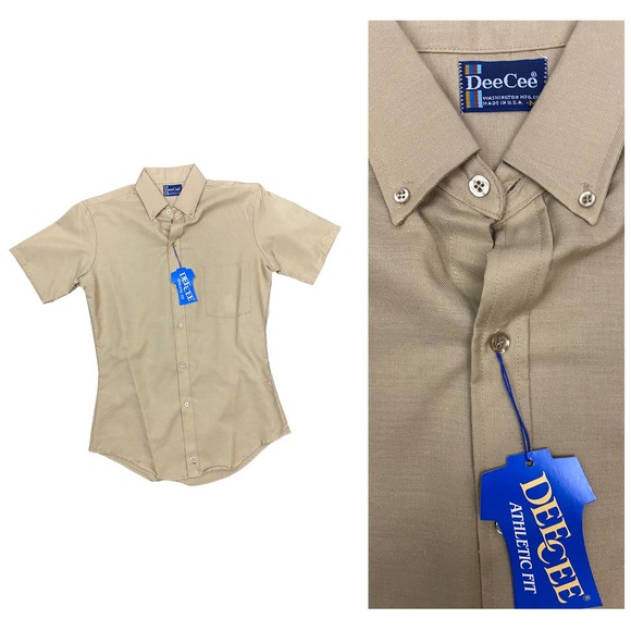 1980s NWT Mod Khaki Button Down Shirt Dee Cee / Men’s Small - Picture 1 of 4